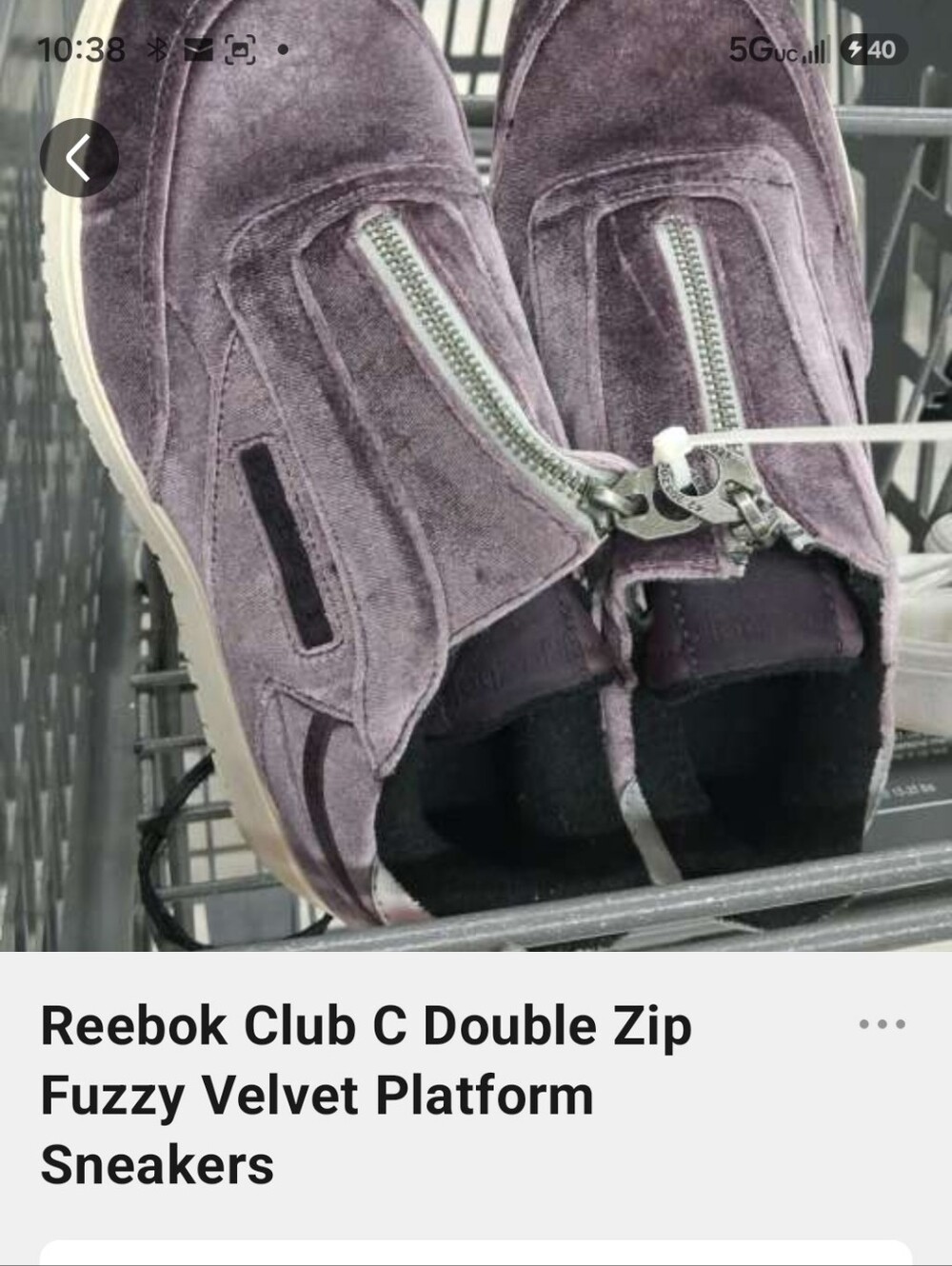 Reebok Women’s Velvet Double Zip Platform Sneakers - Lavender